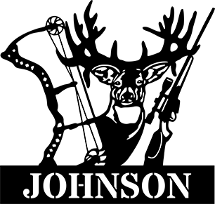 Hunting Deer With Gun Custom Name Cut Metal Sign