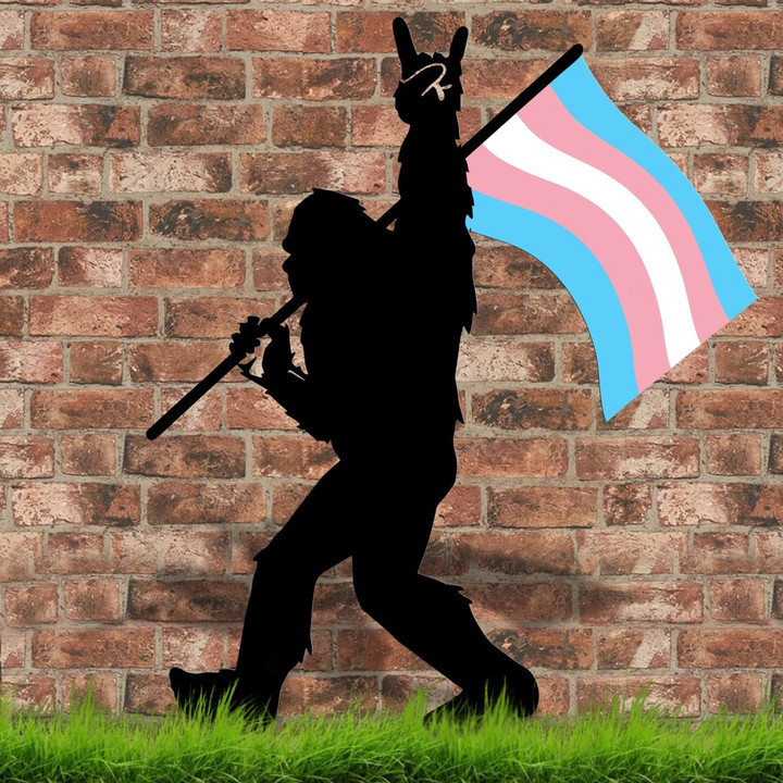 Blue Pink And White Flag Transgender Bigfoot Metal Garden Stake