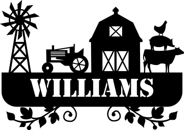 Farm With Tractor And Animals Custom Name Cut Metal Sign