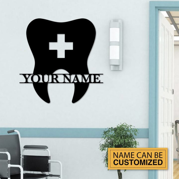 Dentistry Nurse Black And White Cut Metal Sign Custom Name