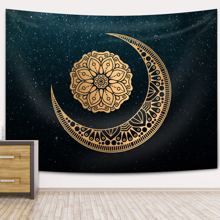 Moon & Sun Printed Mandala Tapestry Wall Hanging Hippie Tapestry Home Decoration