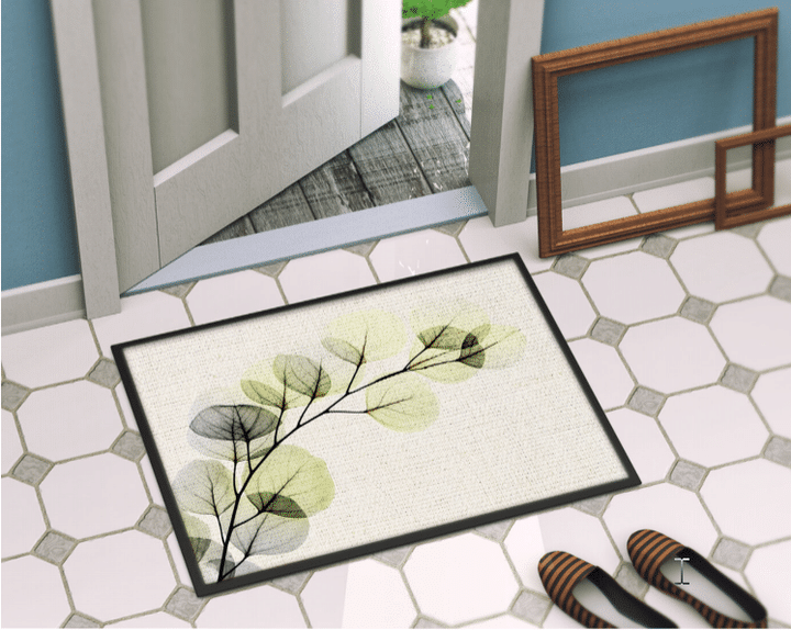 Smoky X-Ray Of Eucalyptus Leaves Accent Area Rug Bold Patterns Tasteful Style Home Decor