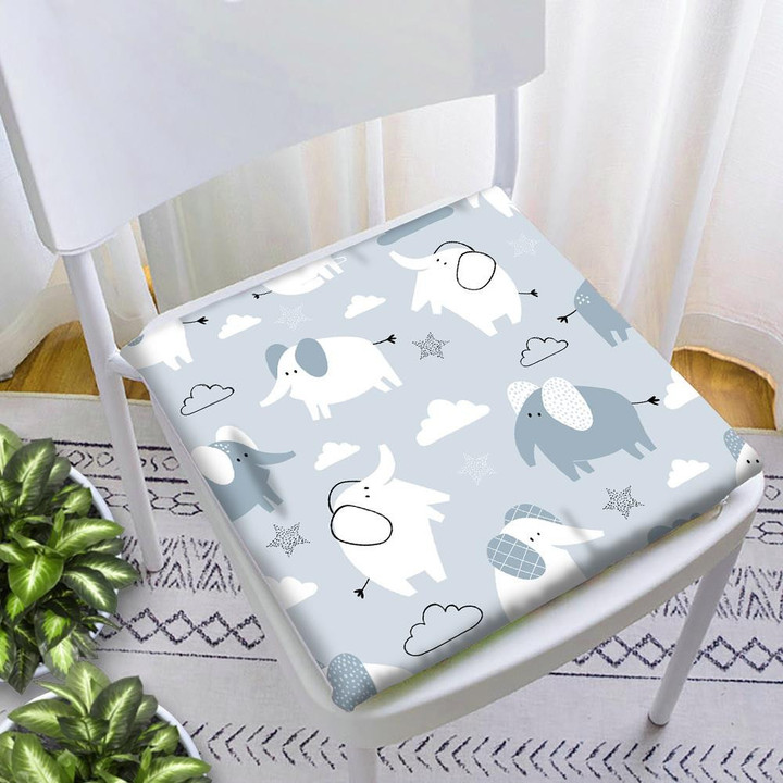 Cute Elephants Clouds And Stars In Scandinavian Style Chair Pad Chair Cushion Home Decor