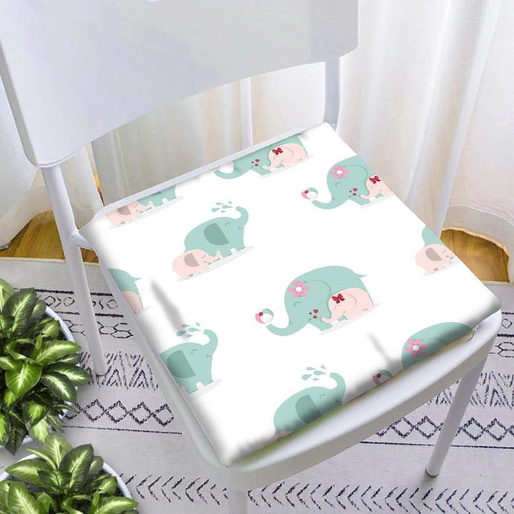 Cute Mother And Baby Elephant Play Together Chair Pad Chair Cushion Home Decor