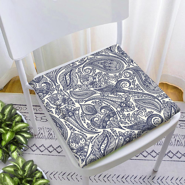 Beautiful Paisley Flower Leaves Branches Hand Drawn Pattern Chair Pad Chair Cushion Home Decor