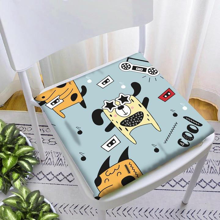 Cool Dogs And Music In Scandinavian Style Chair Pad Chair Cushion Home Decor