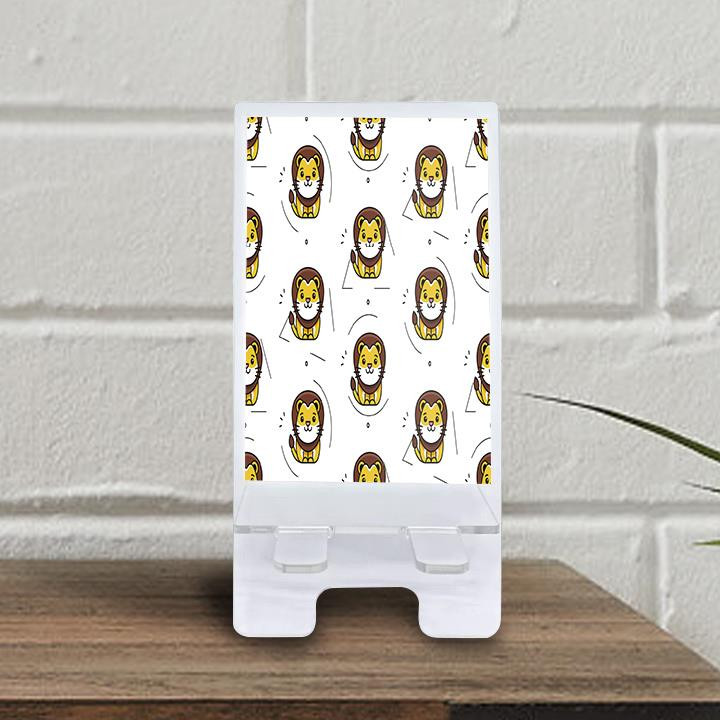 Cute Lion Tail Wagging On White Background Phone Holder