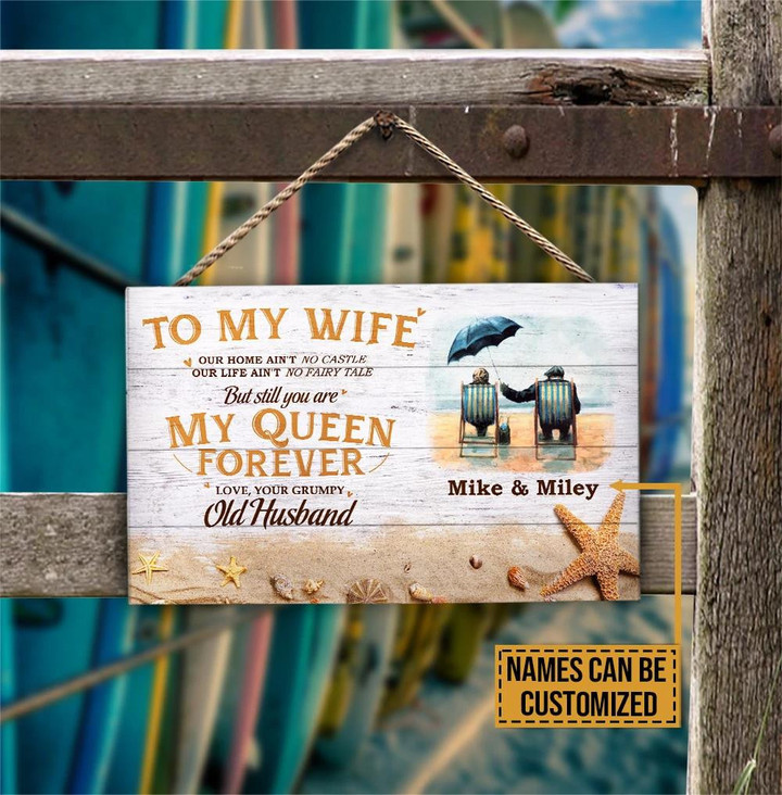 Our Home Ain't No Castle Gift For Wife Custom Name Rectangle Wooden Sign Wooden Plaques