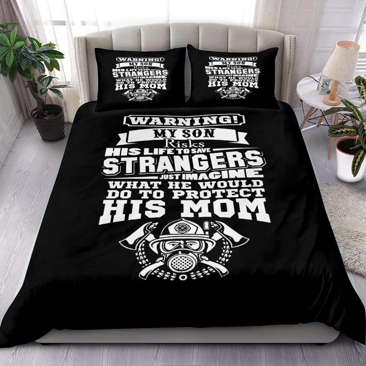 Firefighter Son Protect His Mom Proud Mom Of Firefighter Mother Gift For Son Bedding Sets Home Decor