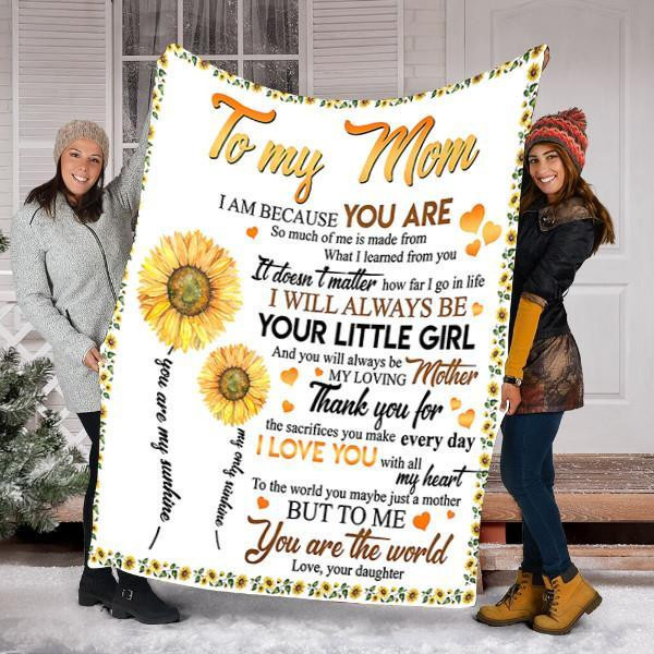 Gifts For Mom Sunflower I Will Always Be Your Little Girl Sherpa Fleece Blanket