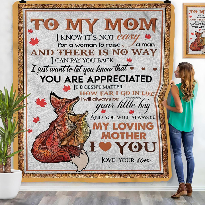 Son Gift For Mom With Fox You Are Appreciated Blanket Home Decor