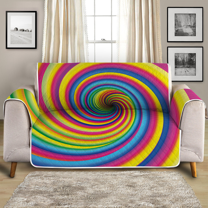 Vortex Twist Swirl Rainbow Pattern Sofa Couch Protector Cover