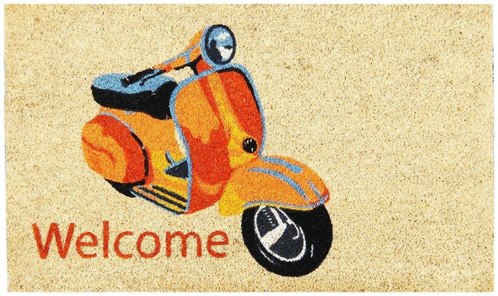Vintage Yellow Scooter Welcome Cool Design Doormat Home Decor
