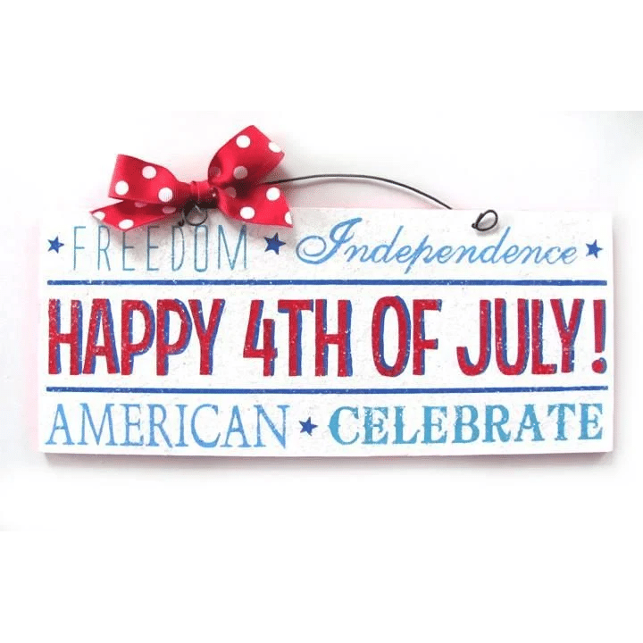 4th Of July Word Art Wooden Rectangle Door Sign Home Decor
