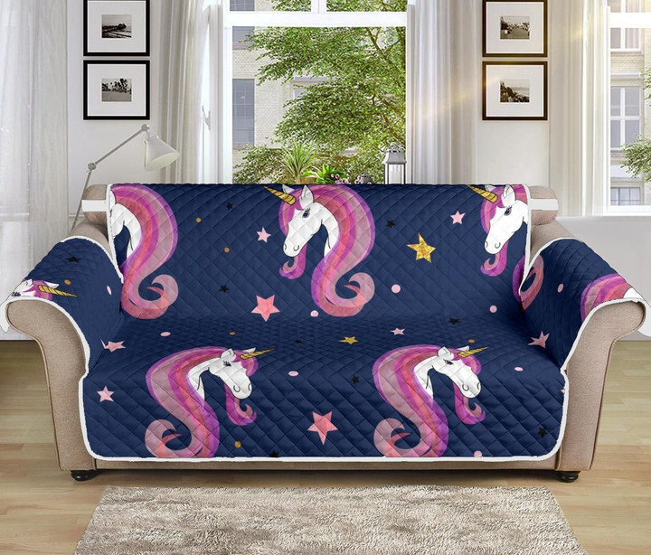 Amazing Unicorn Head On Navy Sofa Couch Protector Cover
