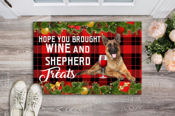 Hope You Brought Wine And Shepherd Treats Christmas Doormat Home Decor