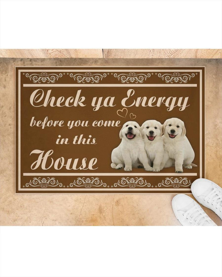 Golden Retriever Check Ya Energy Design Doormat Home Decor