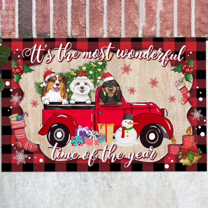 It Is The Most Wonderful Time Of The Year Dogs Christmas Doormat Home Decor
