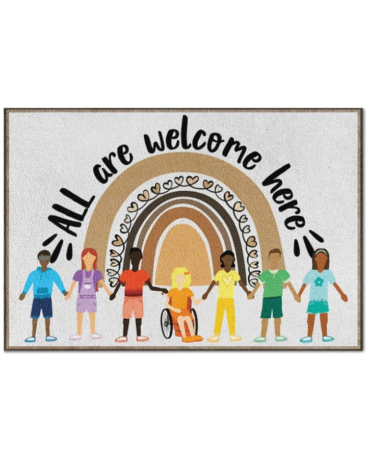 Classroom All Are Welcome Here Heart Doormat Home Decor