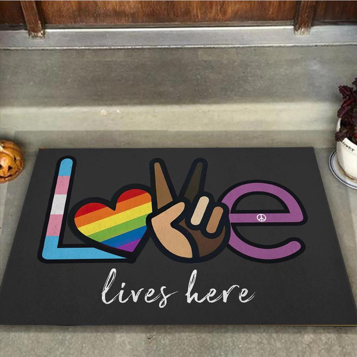 Love Lives Here LGBT Support Gift For Friend Doormat Home Decor