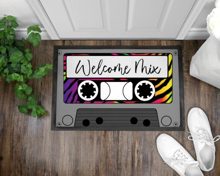 Welcome Mix Coloful Cassette Cool Design Doormat Home Decor