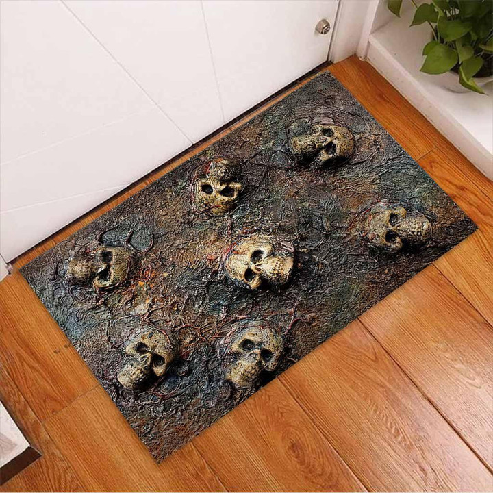 Happy Halloween Realistic Skulls 3D Pattern Doormat Home Decor