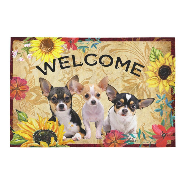 Chihuahua Flowers Welcome To Our Home Doormat Home Decor