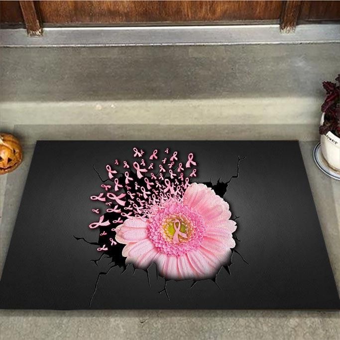 Faith Hope Love Breast Cancer Awareness Flower In Hole Doormat Home Decor