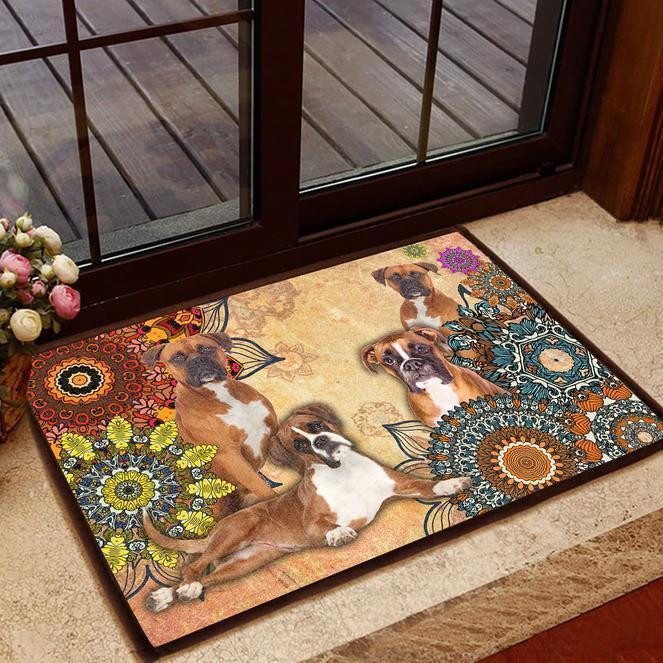 Amazing Boxer Daily Moments Mandala Floral Design Doormat Home Decor