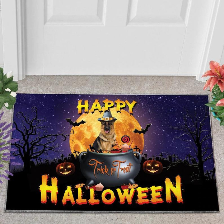 German Shepherd Trick Or Treat Happy Halloween Doormat Home Decor