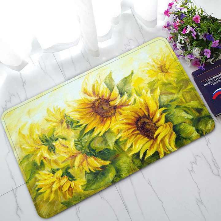 Sunny Nature Themed Art Sunflower Garden Design Doormat Home Decor