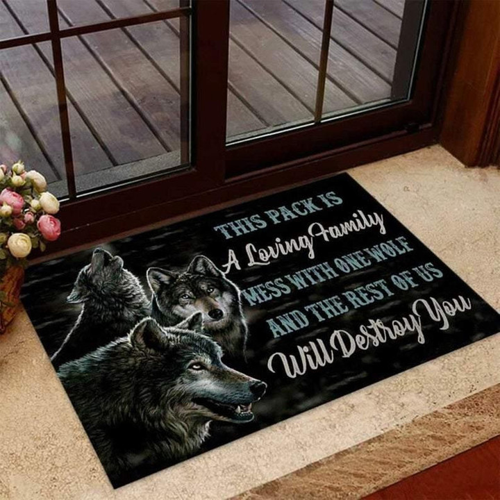 This Pack Is A Loving Family Wolf Black Theme Design Doormat Home Decor