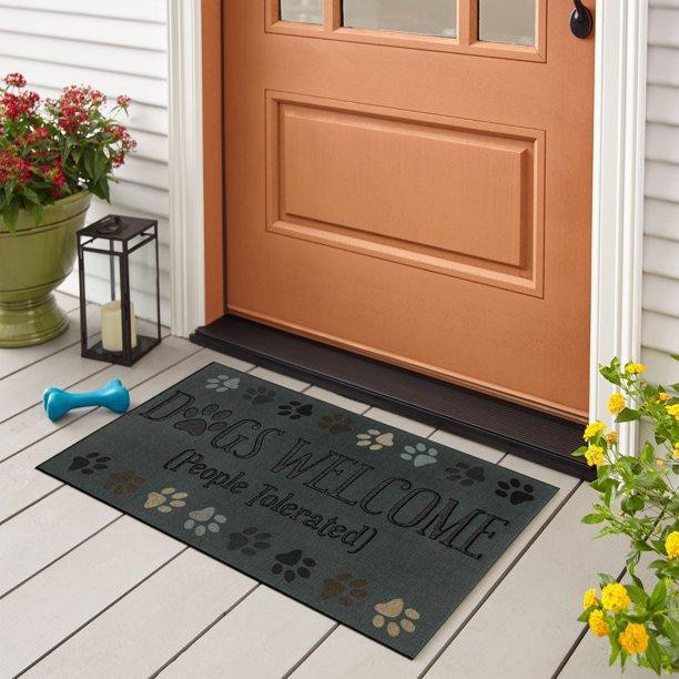 Mohawk Dogs Welcome People Tolerated Cute Paws Frame Doormat Home Decor