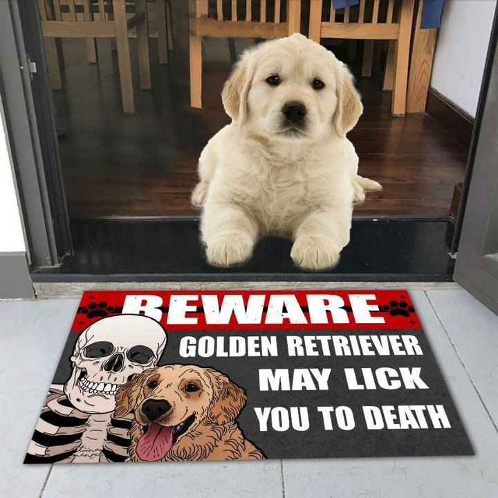 Gift For Dog Lovers Golden Retriever May Lick You To Death Doormat Home Decor