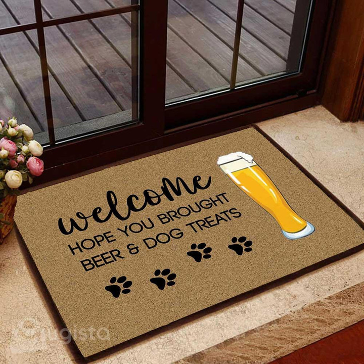 Hope You Brought Beer And Dog Treats Pattern Doormat Home Decor