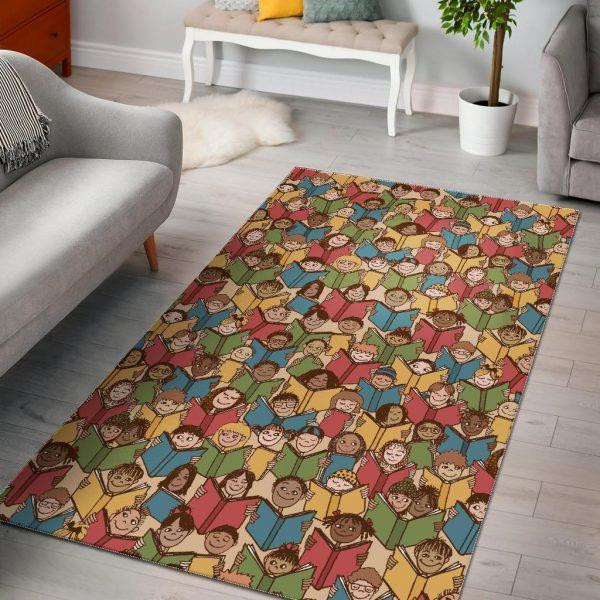 Librarian Library Book Lover Pattern Print Home Decor Rectangle Area Rug