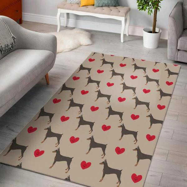Doberman Dog Pattern Print Home Decor Rectangle Area Rug