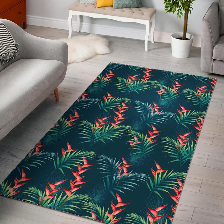 Bird Of Paradise Flowers In Jungle Printed Area Rug Home Decor