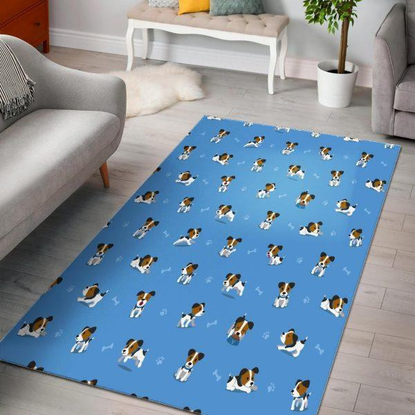 Jack Russell Dog Print Pattern Home Decor Rectangle Area Rug