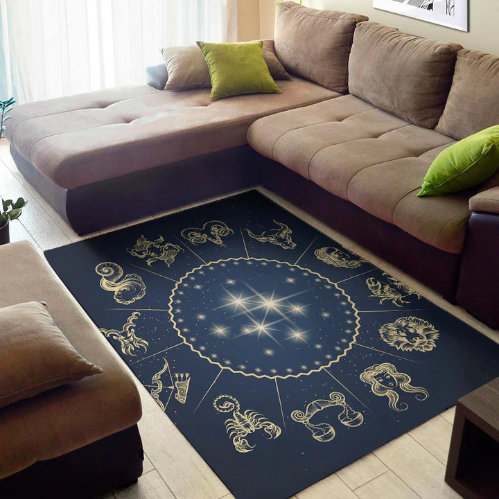 Zodiac Astrology Symbols Pattern Background Print Area Rug