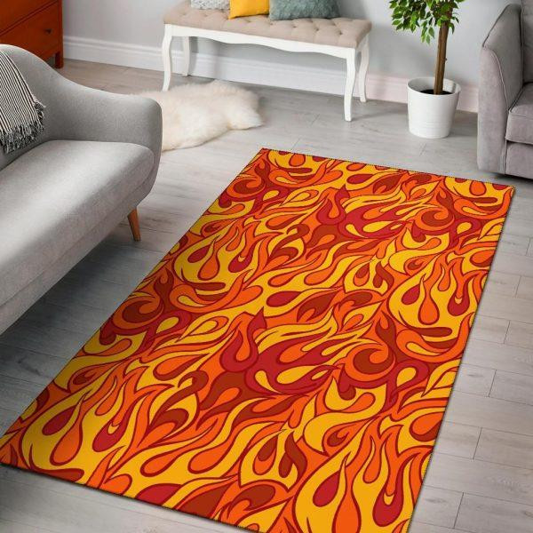 Flame Fire Print Pattern Home Decor Rectangle Area Rug