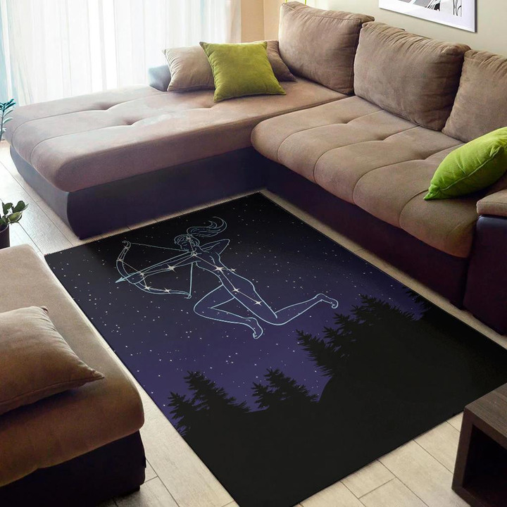 Cute Sagittarius Constellation Pattern Background Print Area Rug