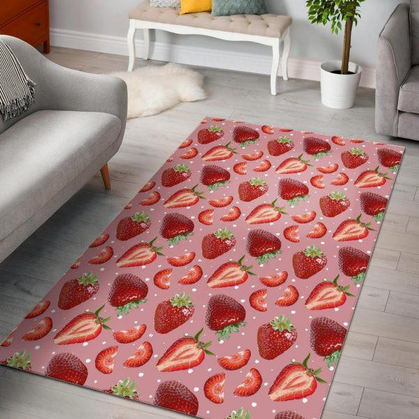 Strawberry Slice Print Pattern Home Decor Rectangle Area Rug