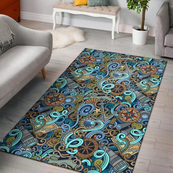 Compass Pattern Print Home Decor Rectangle Area Rug