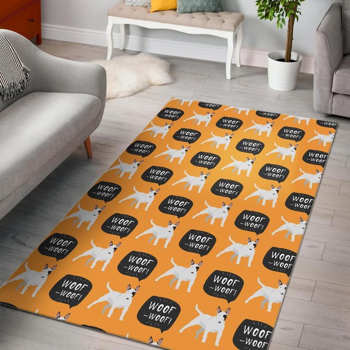 Woof Woof Bull Terrier Pattern Print Area Rug