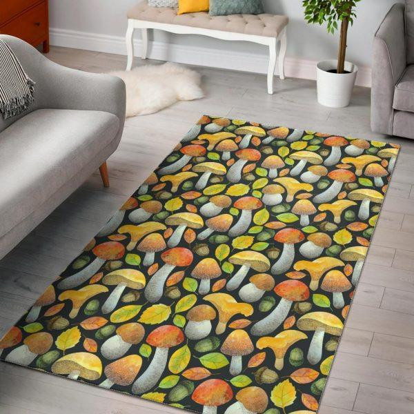 Colorful Mushroom Pattern Print Home Decor Rectangle Area Rug