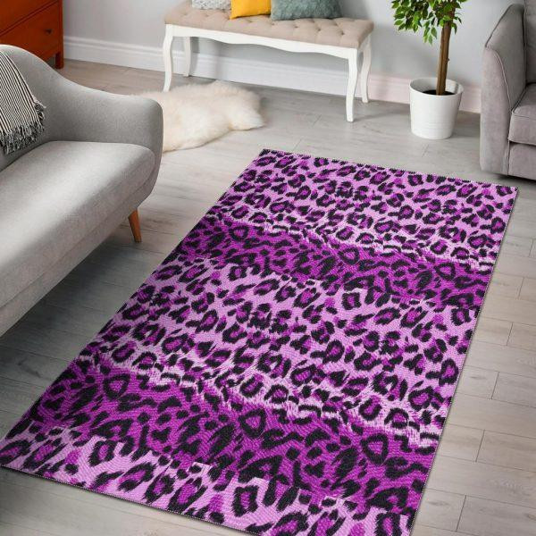 Purple Cheetah Leopard Pattern Print Home Decor Rectangle Area Rug