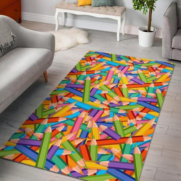 Pencil Colorful Pattern Print Home Decor Rectangle Area Rug