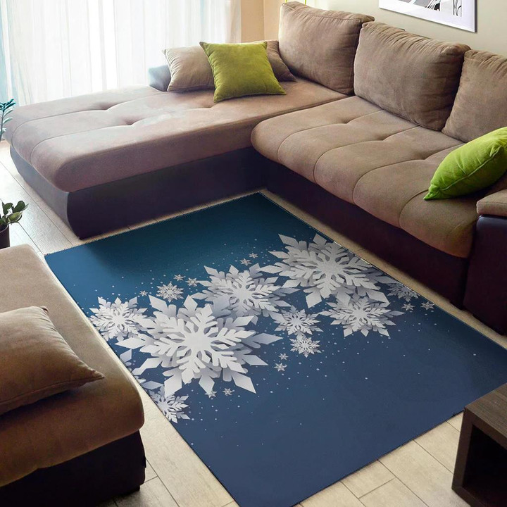 Cute Christmas Snowflake Pattern Background Print Area Rug