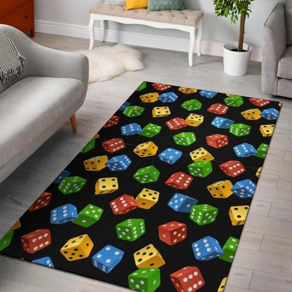 Dice Colorful Pattern Print Home Decor Rectangle Area Rug